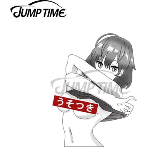 Jump Time 13 x 8.2cm For Anime Girl Hentai Ahegao Car Stickers Cartoon Waterproof Decal Motorcycle Windshield Bumper Decoration