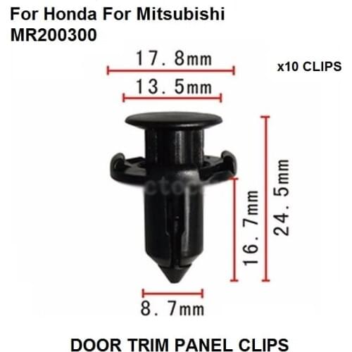 X10pcs OEM Push-Type Retainer Clips Fender Bumper For Honda For Mitsubishi MR200300 / Universal Fit Size new