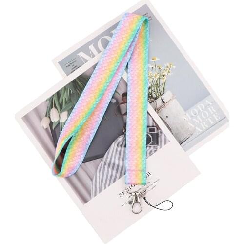 ZF2892 1pcs Fashion Mermaid Scale Lanyard Card ID Holder Car KeyChain ID Card Pass Gym Phone DIY Hang Rope Lariat Lanyard