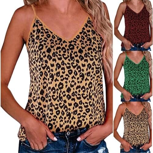 Leopard print sexy V-neck loose strap 2021 summer new cool womens top free of freight for womens wear, топик женский