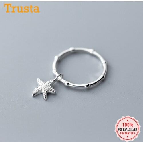 Trustdavis Authentic 100% 925 Sterling Silver Fashion Sweet Starfish Adjustable Ring For Women Silver 925 Ring Jewelry DA987