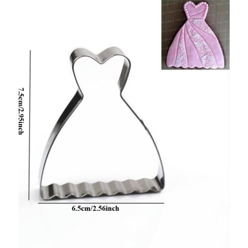 1pcs wedding skirt Metal Cookie Cutter Fondant Cake Decor sugar craft Pastry Biscuit tool cupcake topper die cut bread mold