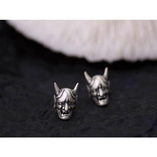 1PC Punk Design New Style Trend Men Sheep Horn Devil Stud Earring Rock Personality Earrings Hip Hop Punk Mens Earrings Skull
