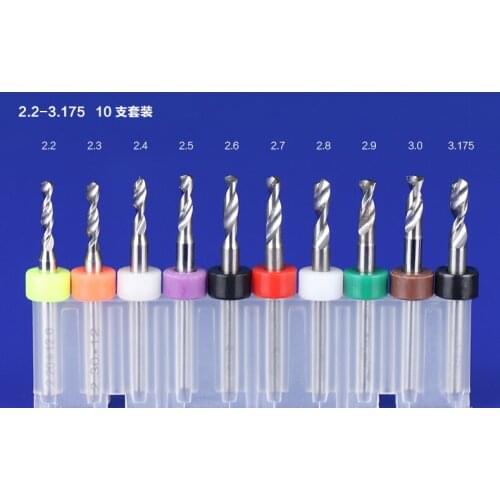 10 pcs PCB Print Circuit Board Carbide Micro Drill Bits Tool 2.2mm to 3.175mm,Carbide Micro Drill Bits,CNC PCB Dremel