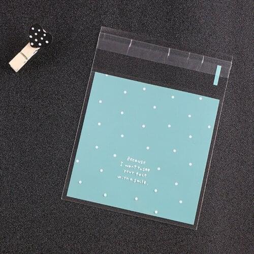 100pcs/lot Skyblue Pink Plastic Self Adhesive Cookie Packaging Bag Wedding Candy Gift Decoration Bag 7*7cm