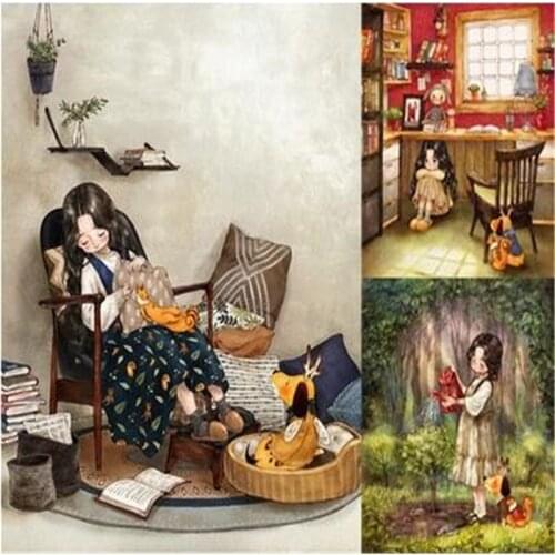 20x25cmHand Dyed Linen Fabric Assorted Cotton Linen Cute Girls Fabric For DIY Sewing Bag/Mat/Purse Patchwork Quilting Home Decor