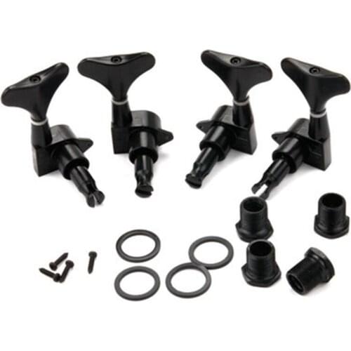 4 Pcs Guitar Tuning Pegs 2R&2L Tuners Machine Heads with Ferrules for String Bass Accessories Black