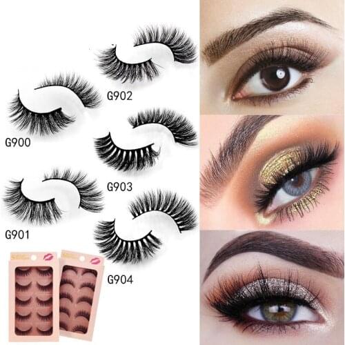 5Pairs 3D Mink False Eyelashes Natural / Thick Long Eyelashes Small Bundle Beauty Cosmetics False Eyelash Extension Makeup Tool
