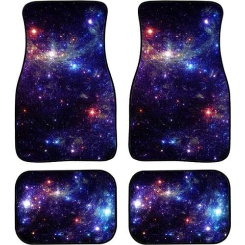 Aimaao Starry Sky Print Car Floor Mats Universal Non-Skid Backing Rubber Soles Front Rear Waterproof Soft Surface Vehicle