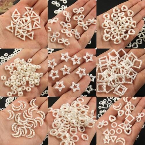 White Various Shape Acrylic Beads Flat Backs For Jewelry Making DIY Necklace Embellishments Card Making Wedding Crafts Wholesale