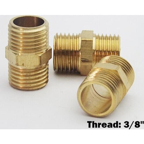 Free shipping 10pcs 3/8" Reducing coupler thread pipe joint copper stainless steel tube connector brass connectors
