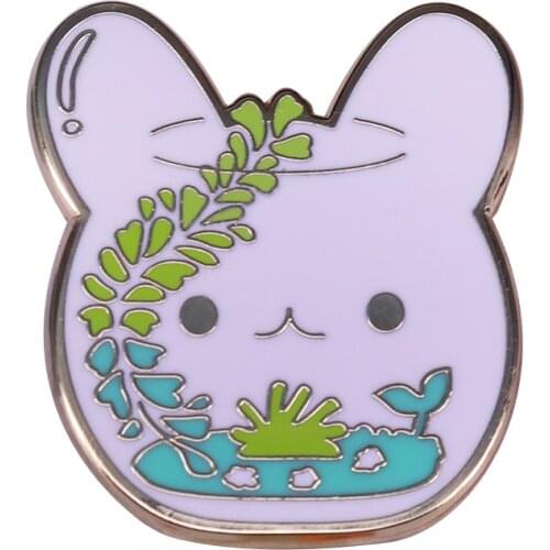 Cute Rabbit Hard Enamel Pins Plant Brooches Women Men Lapel Badges Backpack Collar Fashion Jewelry Gifts For Kids Friend
