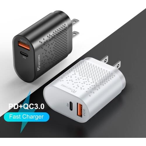 USLION QC 3.0 Fast Charging Travel 20W usb charger For iPhone 12 pro max Samsung Xiaomi Mobile Phone Wall charger Quick Charge
