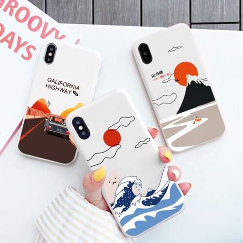 Abstract art highway landscape lighthouse Mount Soft phone case for iphone 11 12 Pro X XR XS MAX 6s 7 8 plus SE2 silicon cover