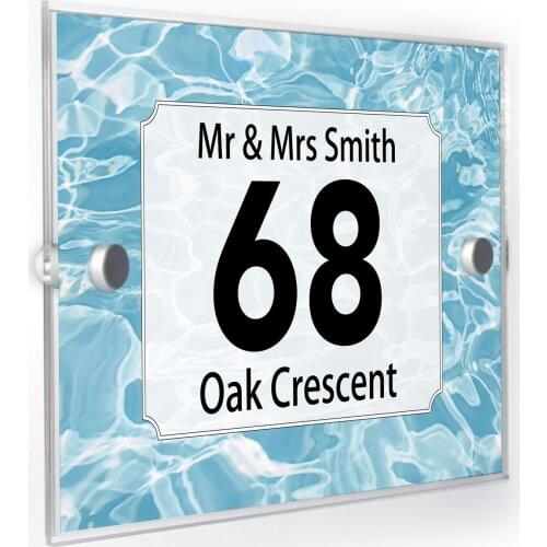 DIY House Number Blue Water A5 Size House Home Room Door Number Sign Plaque