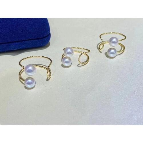 TWO PEARLS 925 Sterling Silver Adjustable Ring Finger Ring Base Settings Findings Jewelry Parts Fittings Accessories for Pearls