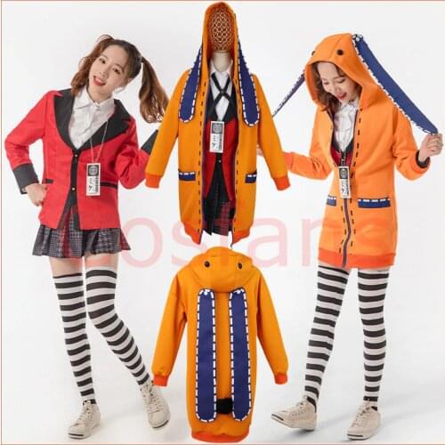 Anime Kakegurui Cosplay Figure Yomotsuki runa Cosplay Costume JK School Girls Uniform Hoodie Halloween Dress Coat Wigs for Women