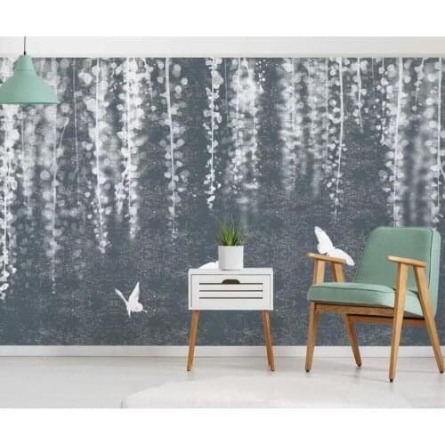 Hand-painted flower art background wall Nordic fresh fresco