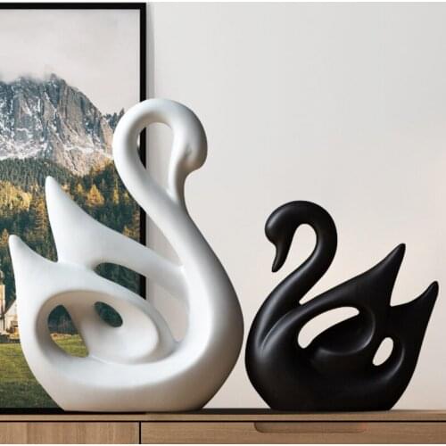 1 pair Swan Ceramic Ornaments Creative Modern Porch Home Decoration Accessories for Living Room Wedding Birthday Party Gifts