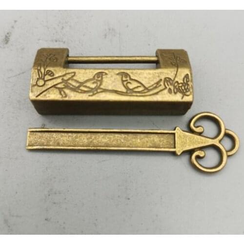 China brass archaize lock small crafts statue
