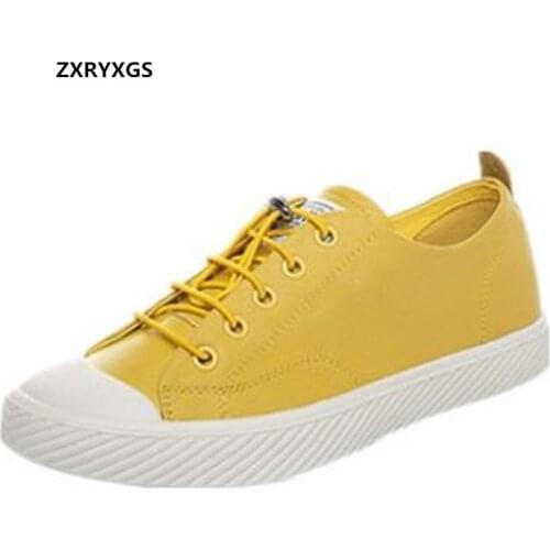 2021 New 100% Natural Genuine Leather Womens Vulcanize Shoes Flat Flat Casual Sneakers Soft Comfort Trendy shoes Casual Flats