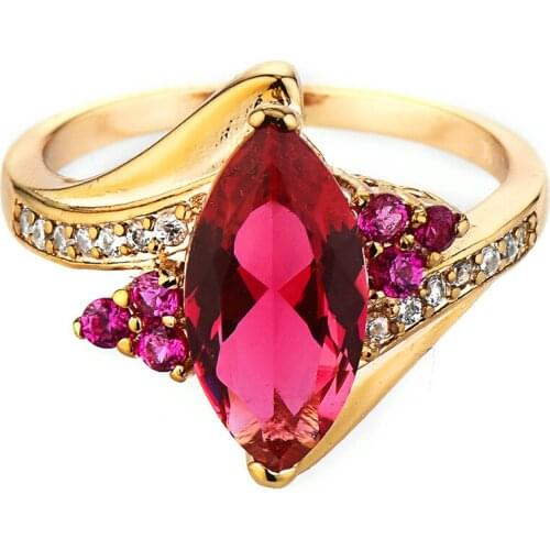 Trendy New Jewellery Ring Gold Color Women Rings Made With Genuine SWA Element Austrian gules Crystal Wholesale KC-JZ0773