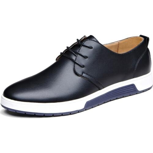 Men Shoes Casual Leather Fashion Trendy Black Blue Brown Flat Shoes for Men Drop Shipping Plus Size 37-48 Faux Fur Shoes Male