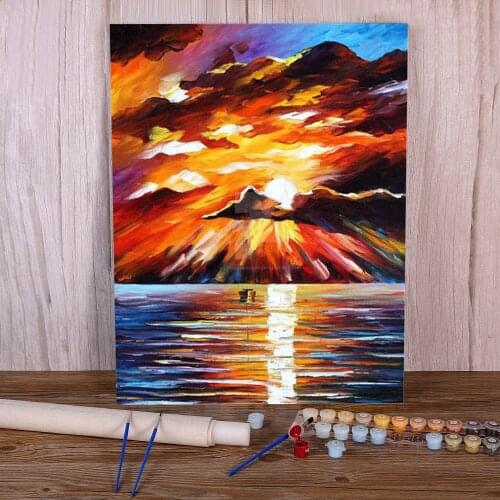 Sunny Clouds DIY Painting By Numbers Kit Acrylic Paints 40*50 Oil Painting Handmade For Children Wall Art Handicraft