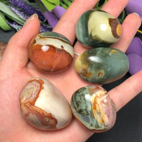 Natural Colorful Ocean Stone Palm Stone Gemstone Irregular Smooth Polished Pebble Reiki Healing Chakra Stone Home Decoration