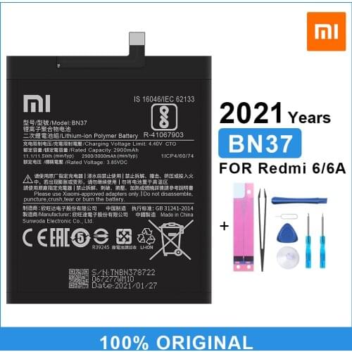 Original Xiaomi Phone Battery BN37 for Xiaomi Redmi 6 Redmi 6A Replacement High Quality Battery 2900mAh With Free Tools