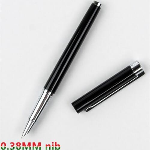 Luxury Brand Jinhao Shine Platinum Steel Fountain Pen Silver Metal Fine Hooded Nib Office School Stationery Writing Ink Pens