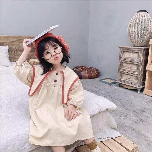 Girl Dress Kids Baby Gown 2021 Beige Red Spring Autumn Toddler School Uniform Dresses Christmas Cotton Children Clothing