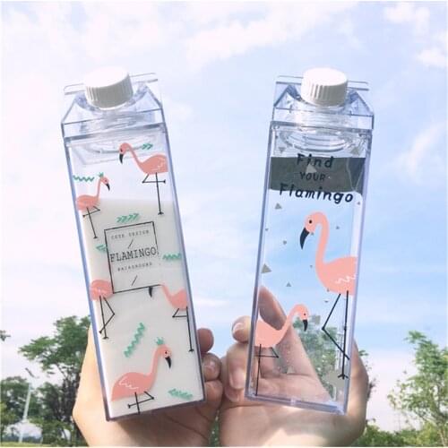 500ML Flamingo Milk Water Bottle Portable Kettle Sport Camping Hiking Drinkware My Drink Bottle Outdoor Travel Office School Cup