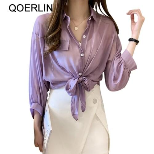 QoerliN Lilac Blouses China