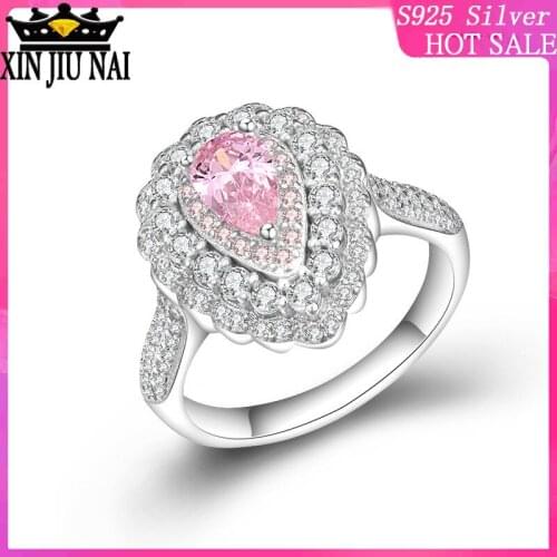 Pink Diamond Rings Colorful Diamond Rings Horse Eye Olive-shaped Exaggerated Female Rings Set with Drilling Water Droplet Rings