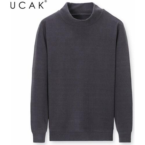 UCAK Brand Casual O-Neck Sweaters Men Clothes Streetwear Fashion Long Sleeve Sweater Solid Color Pullover Homme Clothing U1069