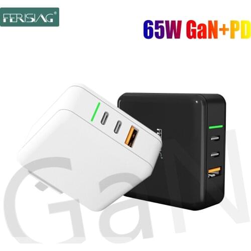 FERISING 65W GaN 5A Type-C Quick Charge 3.0 QC4.0 PD3.0 PD USB Type C Fast Charger for MacBook Pro Air iPhone 12 mini Pro 20W