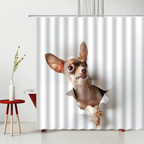 Bath Curtain Lovely Corgi Dog Pattern Shower Curtains Set Mildew Proof Bathroom Partition Multiple Size With Hooks