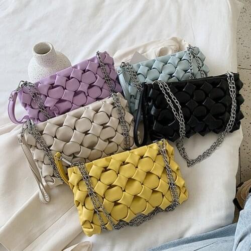 Women Handbags Clutches Shoulder Bags Leather Crossbody Bag Metal Chain Bag