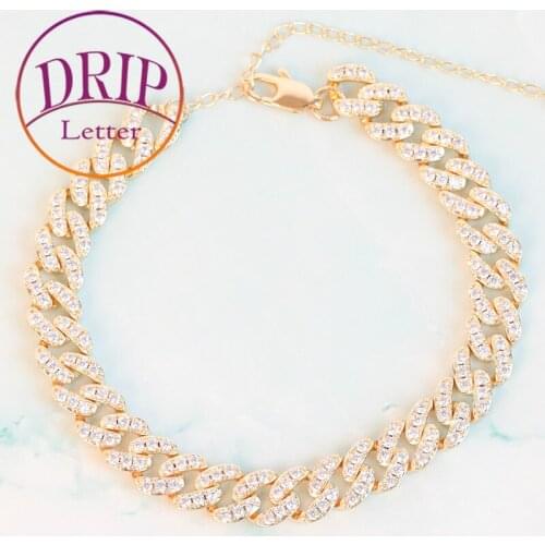 10mm Bracelet Real Gold Plated For Women’s Hip Hop Jewelry