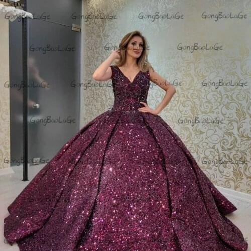 Sparkly V Neck Evening Gowns 2020 Sleeveless Beaded Lace Up Ball Gown Women Dresses Party Long Gala Customized Vestidos Formales