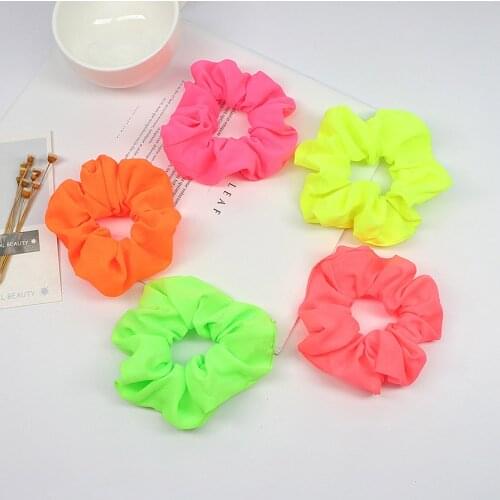1PCS Hair Accessories Neon Scrunchies Elastic Hair Ties Colorful Ponytail Holders Pink Green Orange Candy Color Bright Hair Rope