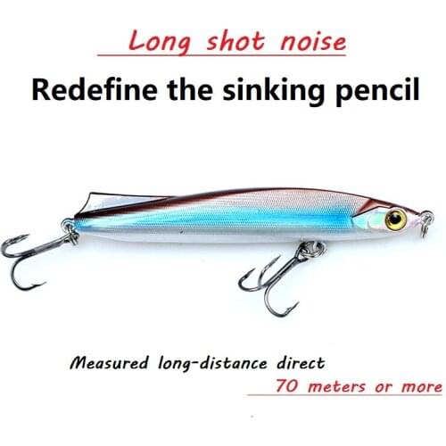 1pcs sinking Pencil fishing lures 90mm/17g artificial 3D Eyes Self-shaking sinking Hard Baits with two Hook lure for Sea bass