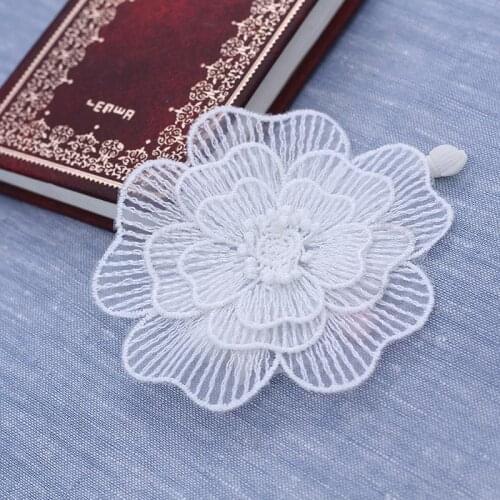 10pcs 9cm Sew On four Layers Embroideried 3D Wedding Handmade Flower Applique Patches garment embroidery patch DIY accessories