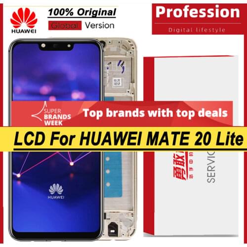 100% Original 6.3'' IPS Display with frame for Huawei Mate 20 Lite LCD Touch Screen Digitizer Assembly Repair Parts