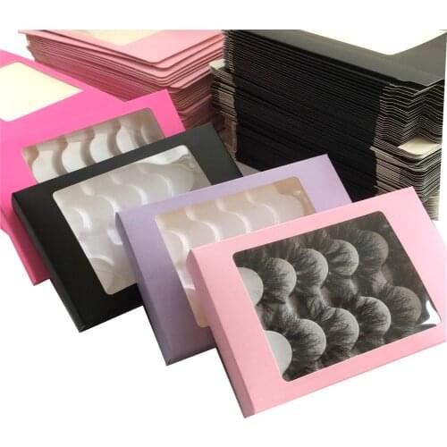 10/20/30/40/50pcs/lot 5pairs empty lashes box pink marble soft paper eyelashes packaging provide print logo