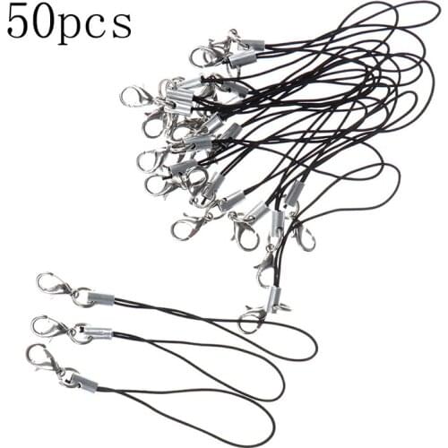 50pcs/set Lanyard Lariat Cords Lobster Clasp Rope Keychains Hooks Mobile Phone Strap Charms Keyring Bag Accessories Key Ring