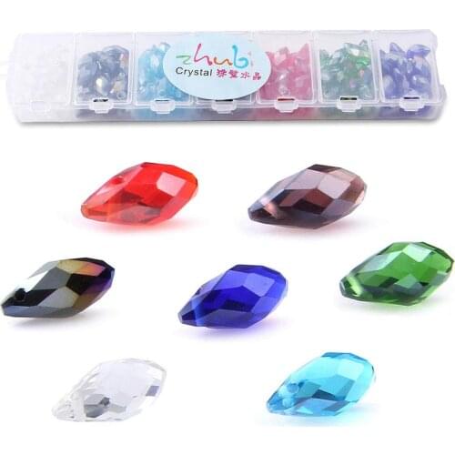 7Colors 140pcs Crystal Drop Pendant 6x12mm AB Crystals Beads Glass Teardrop Drilled Wholesale for Wedding Decoration