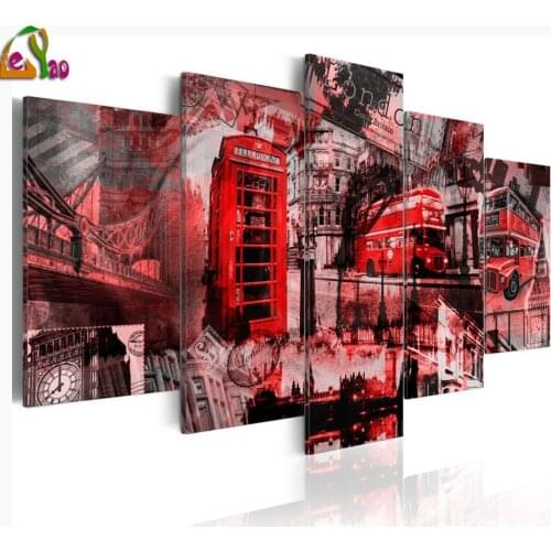 5d diy Diamond painting full square round drills London Street diamond mosaic Embroidery rhinestone art 5 panel wall stickers