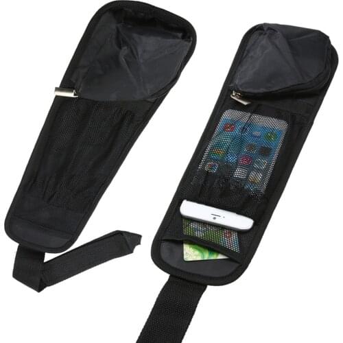 Car Seat Side Storage Bag Black Mesh Hanging Bag Cup Phone Item Tidy Organizer RV Camper Accessories For Bus Van Lorry Trailer